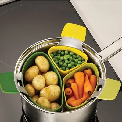 Silicone Food Steamer Set Vegetable Fruit Food Basket Steamer Rack Cookware Utensils for Cooking