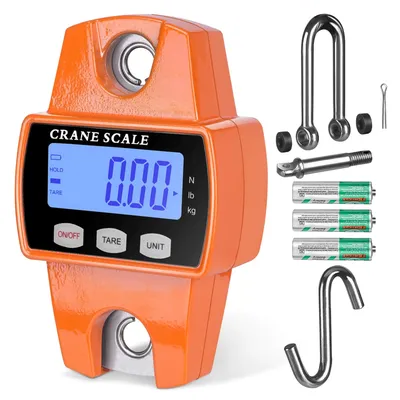 660lb Digital Hanging Scale with Cast Aluminum Case Handheld 300Kg Mini Crane Scale with Hooks for