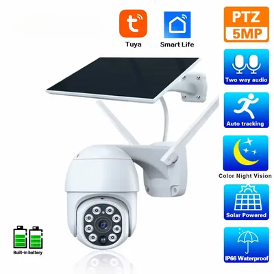 Tuya Smart 3MP 5MP Patrol Human Body Filtering 5W Solar 10000mAh Battery Wireless PTZ Outdoor WiFi