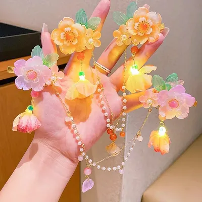 Children's Luminous Hanfu Hair Clip Headwear Girls' Chinese Style Hair Clip Girls' Holiday Hair
