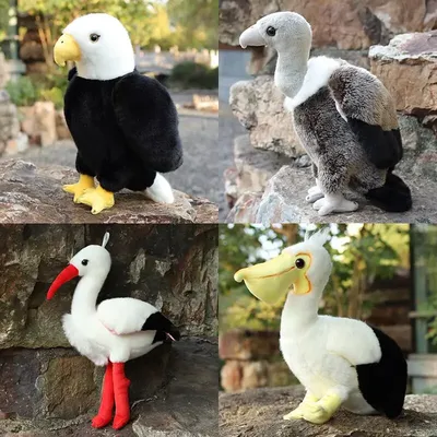 Real Life Bird Plush Toy Simulation Eagle Vulture Stork Pelican Doll Soft Stuffed Pillow Home Decor