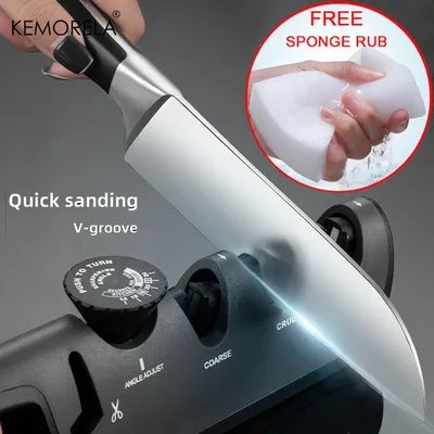 KEMORELA Knife Sharpener 5 in 1 Professional Kitchen Scissors Sharpening Tool Diamond Adjust Angle