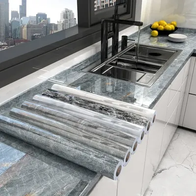 Marble Self Adhesive Wallpaper PVC Wall Stickers Vinyl Film for Bathroom Kitchen Cupboard