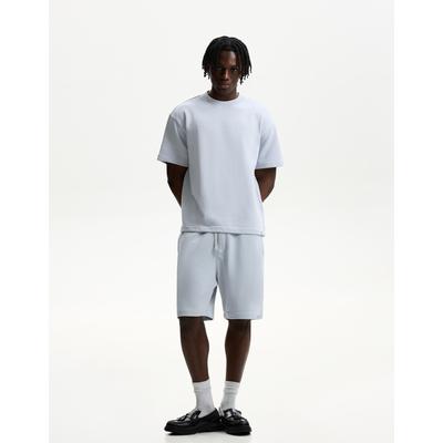 Bershka Short Sleeve Plush T-Shirt Men S Light Blue