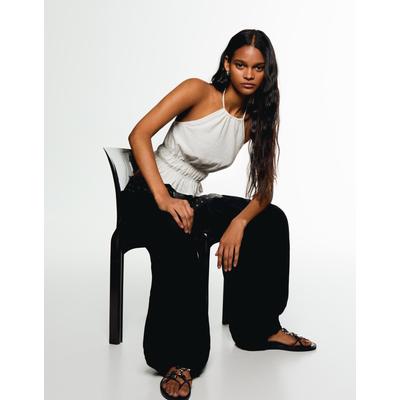 Bershka Rustic Gathered Top Women S White