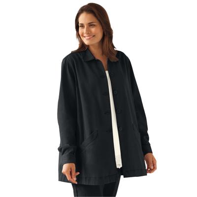 Plus Size Women's Pleat-Back Denim Jacket by Woman Within in Black (Size M)