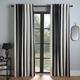OHS 2 Panel Ultra Blackout Curtains Stripes Print Velvet, Bedroom Curtains Eyelet Ring Top Noise Reducing Thermal Insulated Curtain for Living Room, Monochrome-66x90