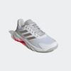 Tennisschuh ADIDAS PERFORMANCE "COURTJAM CONTROL 3", Gr. 41, cloud weiß, iron metallic, lucid rot, Textil, Synthetik, sportlich, Schuhe, geeignet für Hartplatz und Sandplatz