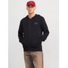 Kapuzensweatjacke JACK & JONES "JJECORP LOGO SWEAT ZIP HOOD", Herren, Gr. L, schwarz (schwarz detail:small print, schwarz), angeraute Sweatware, Obermaterial: 70% Baumwolle, 30% Polyester, unifarben, modisch, regular fit, Langarm Rippbündchen,...