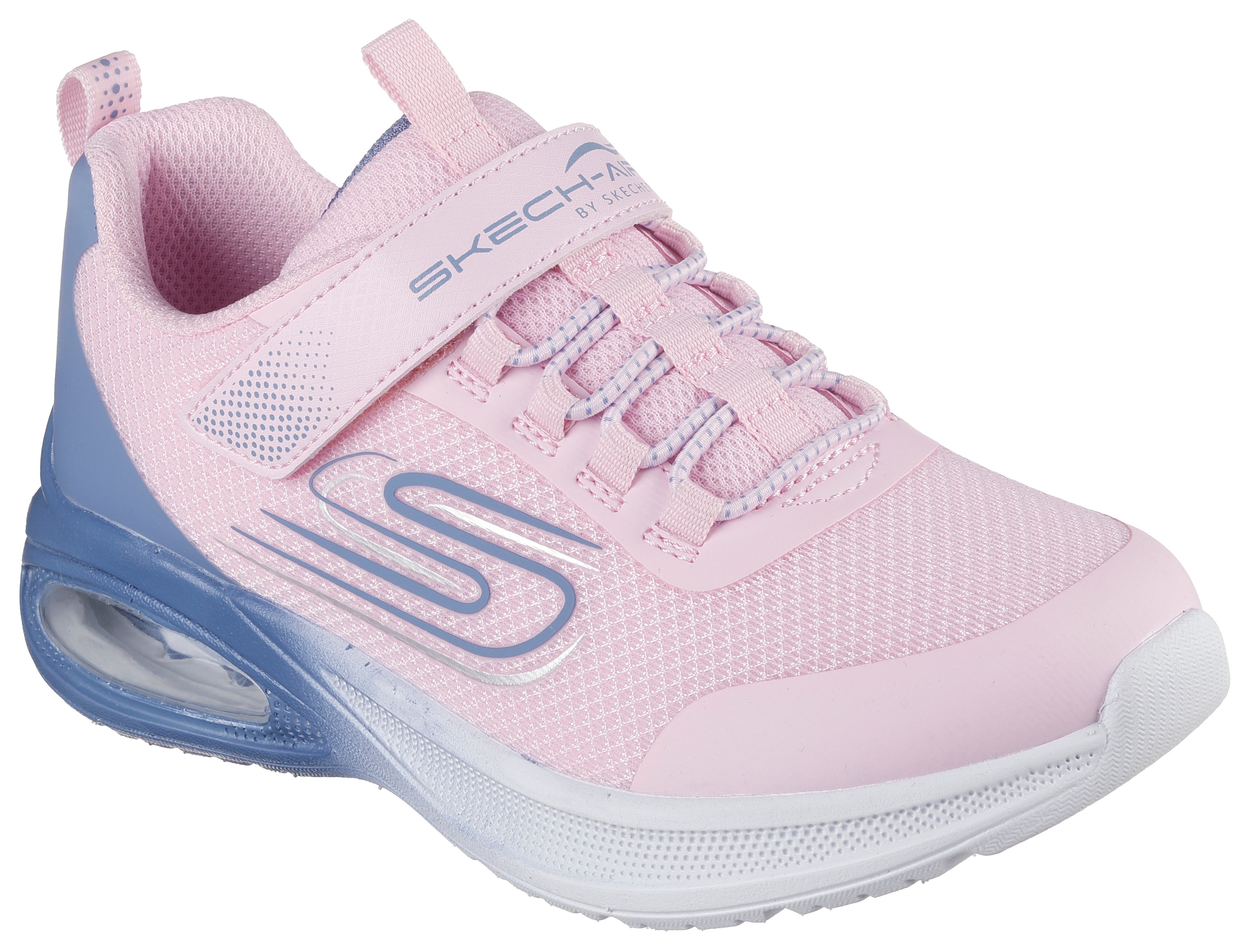 Sneaker SKECHERS KIDS "MICROSPEC MAX ADVANCE", Kinder, Gr. 33, rosa (rosa, grau), Lederimitat, Textil, kontrastfarbene Details, Schuhe, Slip-OnSneaker, Klettverschluss,S-Logo, Größenschablone zum Download Image