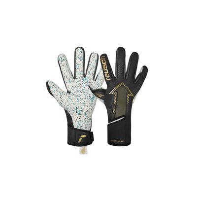 Torwarthandschuhe REUSCH "Fastgrip Fusion", Damen, Gr. 8,5, gold (schwarz, goldfarben), 33% Polyester, 3% Polyamid, 59% Elastodien, 5% Polyurethan, mehrfarbig, sportlich, Handschuhe, mit Hybrid Negative Cut Image
