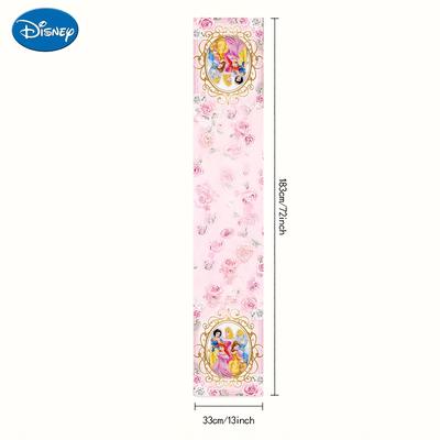 TEMU Princess-themed Linen Table Runner - Pink Roses And Golden Illustrations, Easter Gatherings, Square Shape, Princess Party Supplies