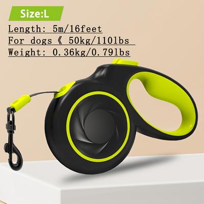 TEMU 1pc Keypai 16ft Retractable Dog Leash, 360° -free, Heavy Duty Nylon With Reflective Tape, Anti-slip Handle, One-handed Brake & Lock, For Medium Large Dogs Up To 110lbs - Geometric Pattern Image