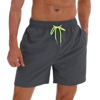 TEMU Men's Quick-dry Swim Trunks With Mesh Lining - Blue Nylon Surf Shorts With Drawstring Waist, Anti-excessive Swim Time, Comfortable & For Beach And Poolside Image