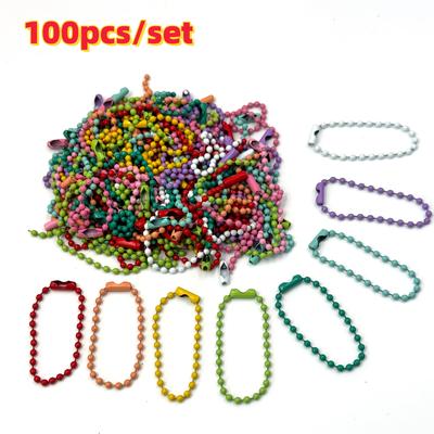 TEMU 100pcs Colorful Bead Chain Keychains, Length About 10cm/3.94in Image
