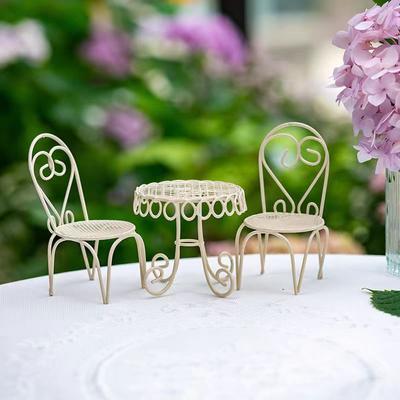 TEMU 1set Miniature Table And Chairs Retro Simulation Furniture Model Fairy Gardens Ornaments Kit Accessories Micro Landscap, Diy Decoration Home Decor Gift Image