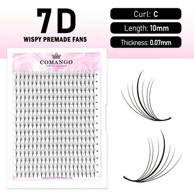 TEMU 7d 300fans Premade Wispy Spike Lashes Volume Filled Eyelashes 0.07mm Thick Volume Eyelash Extension For Beginners, Comango Image