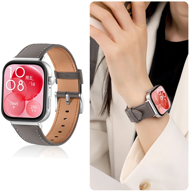 Echtes Lederband für Huawei Watch Fit 3 Smartwatch Armband Ersatz Sport Armband Retro Armband Huawei Fit 2 Zubehör Image