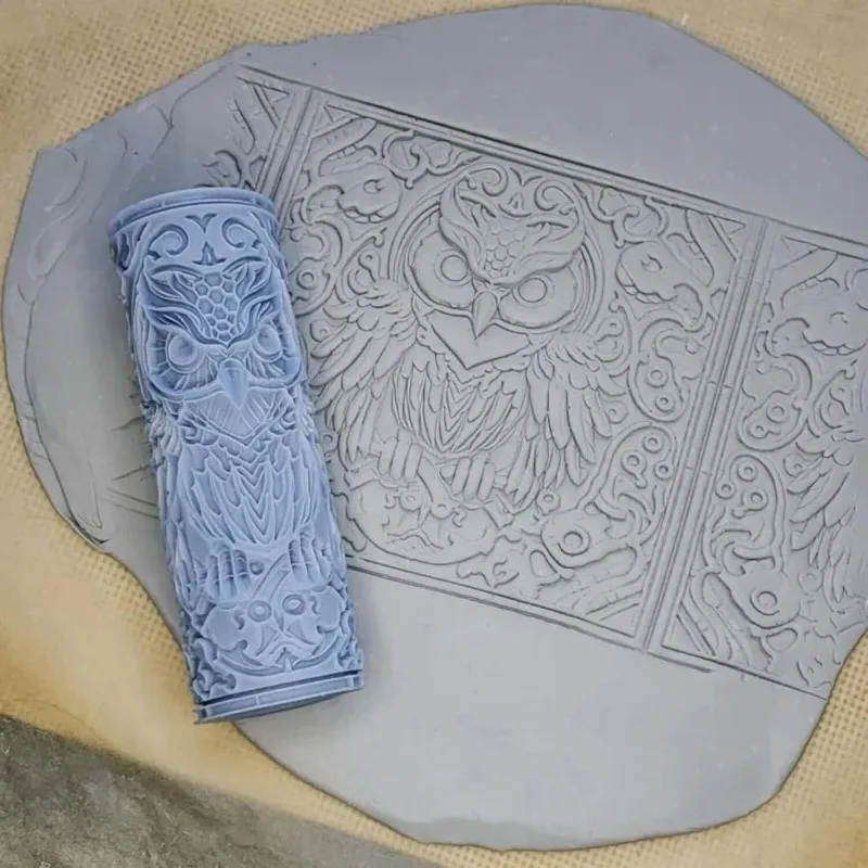 Ton Fliesen Roller 3D Gedruckt Ton Textur Rollen Blume Vogel Muster Nudelhölzer Rollen DIY Tier Textur Keramik Werkzeuge