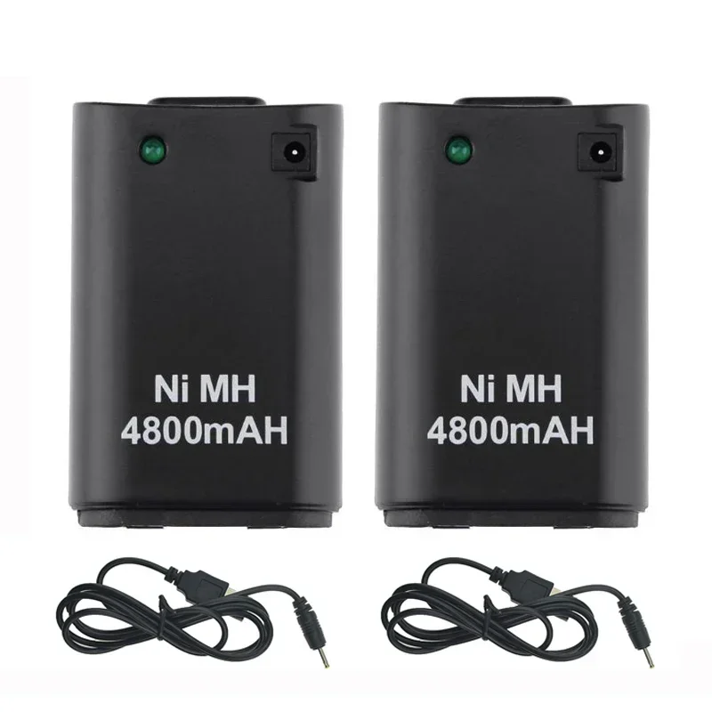 4800mAh Long-Lasting Power for Xbox 360 Controller - Rechargeable Battery Pack with Charging Cable Included