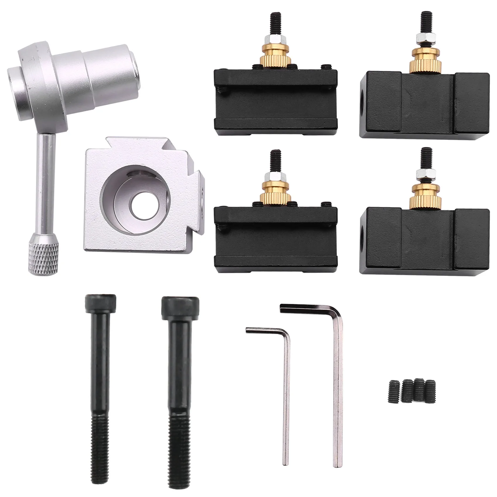 Mini CNC Drehmaschine Werkzeug Halter Schnell Ändern Werkzeug Post Cutter Halter Schraube Kit Set Bohrstange Drehen Facing Halter Schlüssel Image