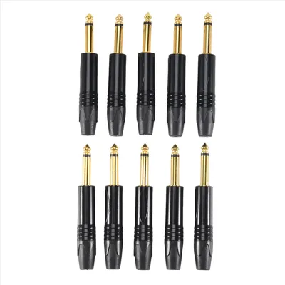 Vergoldung 10 Stück Stecker Mono Professional 2-polig 6,35mm 6,5mm Stereo-Klinkenst ecker 6,35mm Image