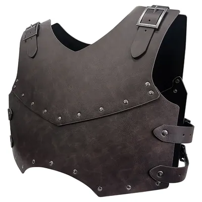 Herren Mittelalter Kostüm Brustpanzer Brustschild, Nieten Brustschutz Brust RetroSteampunk Leder Image
