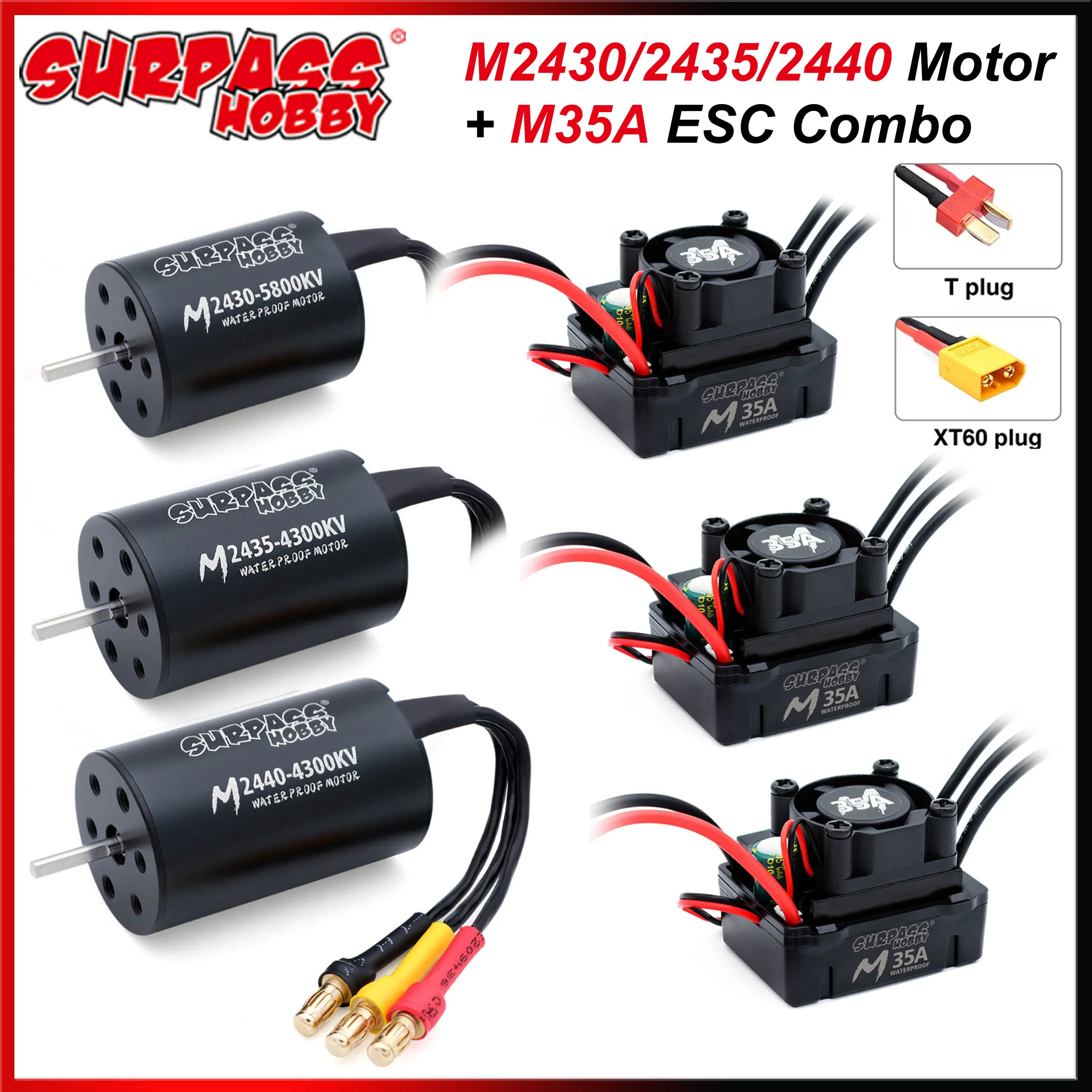 SURPASS HOBBY M2430 M2435 M2440 Wasserdichter bürstenloser Motor M35A ESC 2-3S Combo für 1/16 1/18 RC Car Truck Monster Boat Wltoys