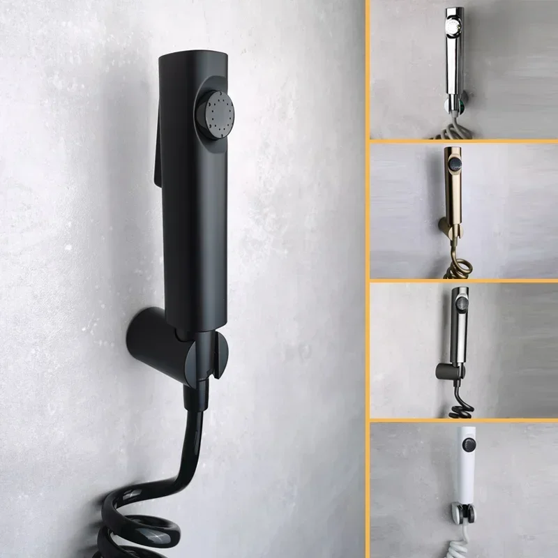 Badezimmer-Bidet-Sprühgerät-Set, Shataff-Set, 3-teilig, WC-Badezimmer-Sprühhalter, Mattschwarz, Gold, Grau, Chrom, Hochdruck-Einlauf-Set