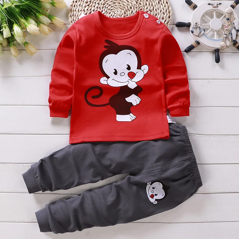 Herbst Nachtwäsche Pyjamas Für Mädchen Jungen Langarm Tops + Hosen Anzüge Mode Hause Kleidung Baby Kind Schlaf Kostüm Image
