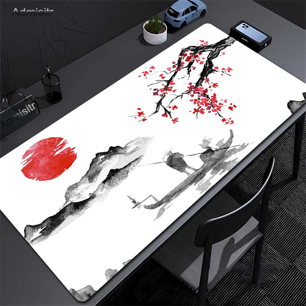 90 x 40 cm großes Gaming-Mauspad mit Kirschblütenmuster, großer Laptop-Schreibtischunterlage, Teppich, rutschfeste Basis, kantensichernd, waschbar, für Büro und Heimgebrauch Image