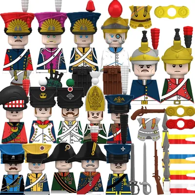 Militärische mittelalterliche Bausteine Napoleonische Kriege Burg Ritter Soldat Figuren Waffen Image