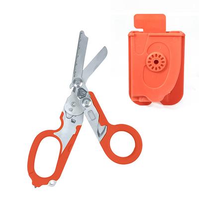 Emergency Response Trauma Shears with Holster, Stainless Steel Foldable Scissors Pliers, Outdoor Camping Rescue Scissors Glass Breaker Tool