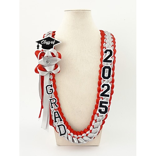 corona di laurea classe 2025 - collana con nastro intrecciato con lettere di laurea e ciondolo a forma di cappello, regalo ricordo fatto a mano per cerimonia di laurea di scuola superiore e università