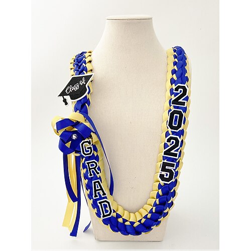 corona di laurea classe 2025 - collana con nastro intrecciato con lettere di laurea e ciondolo a forma di cappello, regalo ricordo fatto a mano per cerimonia di laurea di scuola superiore e università