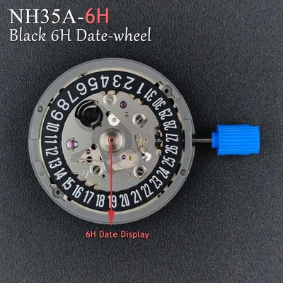 Japan NH35 Automatic Movement Black 6H Date-wheel High Accuracy 24 Jewels NH35A Date at 6 O'clock Position Modification Parts