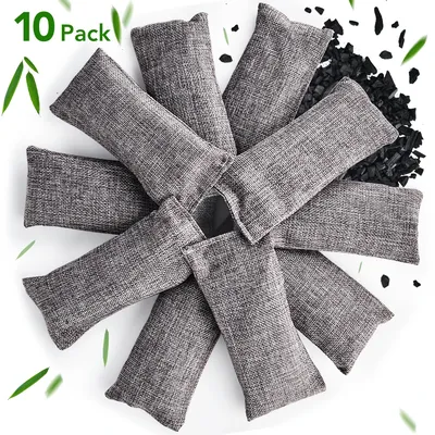 10pcs Natural Bamboo Charcoal Bags Air Purifying Activated Charcoal Odor Absorber Moisture Odor