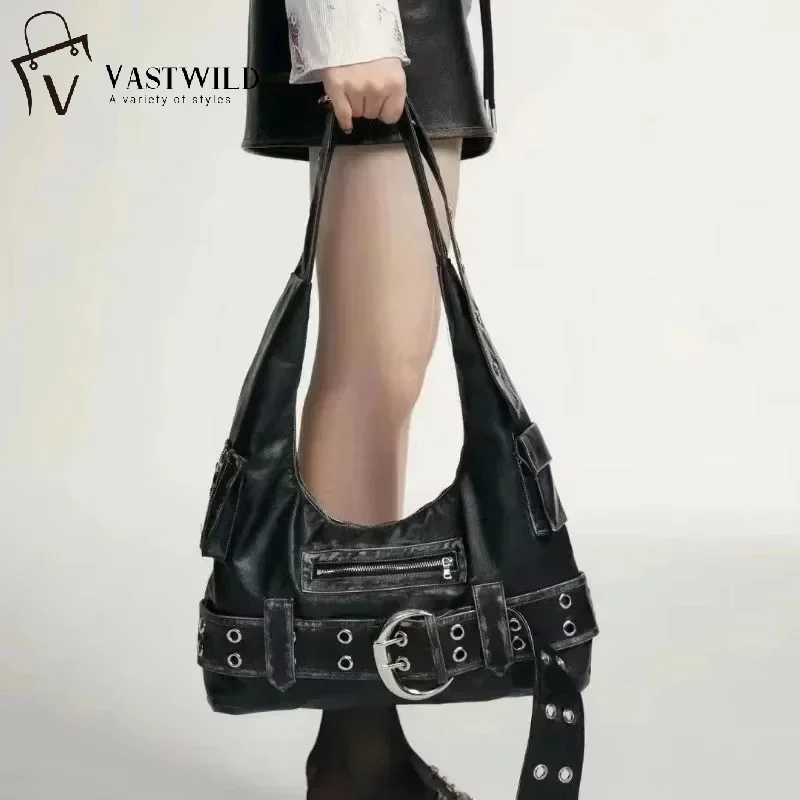 Boucle de ceinture pour femmes, sac à main et bourses de luxe de styliste, rivets en PU, plusieurs poches, sacs à bandoulière de grande capacité Y2K, grands fourre-tout