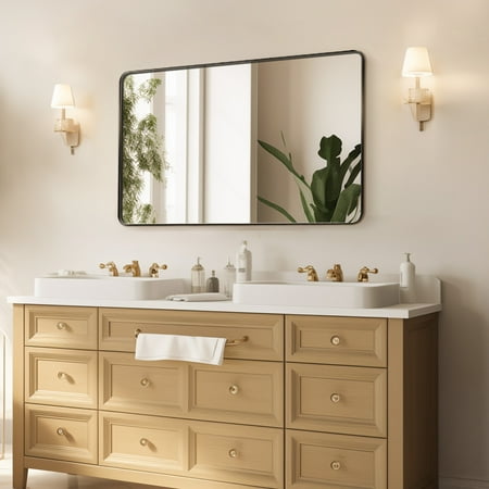 KFFKFF Bathroom Mirror 22 x 30 Wall Mirror 0.15 in Thickness Mirror Featuring Aluminum Alloy Casing & Shatter-Resistant Film Durable Mirror with Z-Style Mount