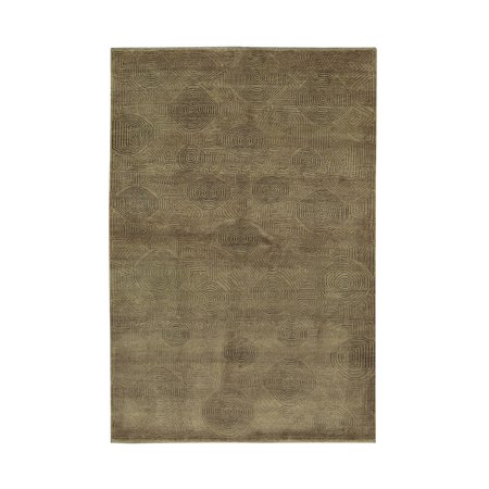 Handmade Wool Rug 8x10 - Brown Geometric Area Rug - Transitional Rectangle Floor Covering