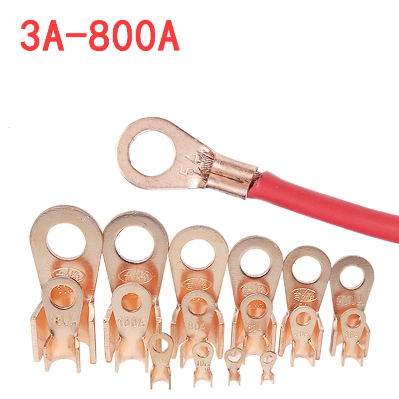 10/50PCS Terminale OT in rame Non isolato Connettore del cavo Terminali del cavo elettrico nudo Capocorda Anello batteria Terminale a crimpare 10-400A