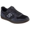 Slip-On Sneaker SKECHERS "NEW WAVE CUP-CALVEN", Herren, Gr. 48,5, schwarz (schwarz, grau), Veloursleder, Lederimitat, Textil, sportlich, Schuhe, Retro Sneaker, Schnürschuh mit Gummizug