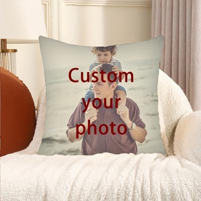 TEMU Custom Photo Pillowcase, , Machine Washable, Custom Print,, Zippered Closure, Suitable For All Room Types, Polyester, 18x18 Inches - Single-sided Print 1pc Image