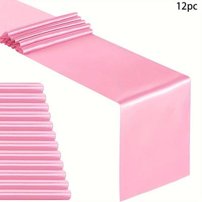 TEMU 12pc Polyester Satin Table Runners, Rectangular, For Birthday Party, Graduation, Daily Home Decor, Halloween, Woven Cover, Kitchen And Dining Room Tablecloth