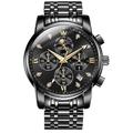 Montre OLEVS 3655 phase de lune classique cadran trois yeux pour homme montre en acier pour homme avec boucle papillon étanche montre à quartz