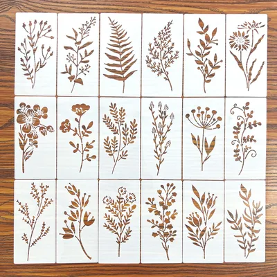 **18 Pcs DIY Flower Painting Stencils, Reusable Plastic Templates for Wood, Fabric, Paper - Spray Paint & Graffiti Craft Supplie