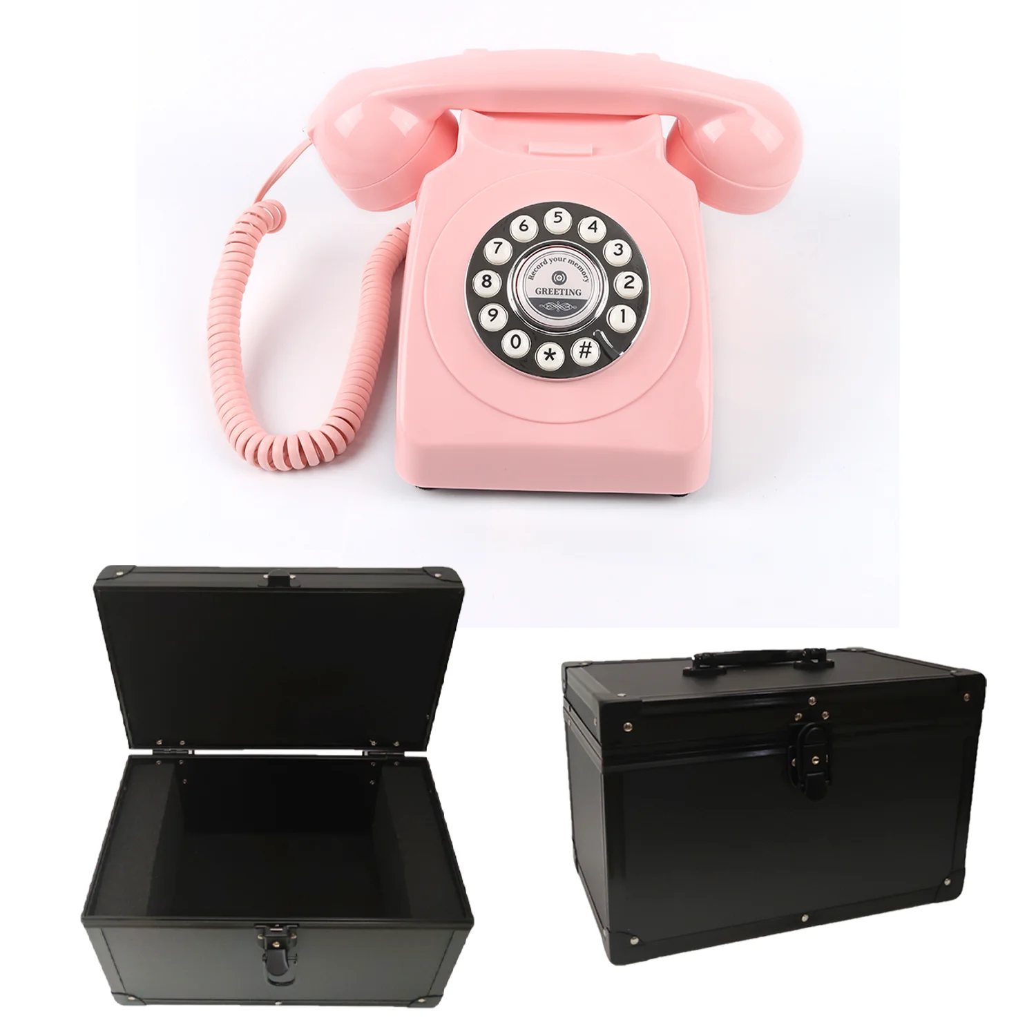 Guest Book Telephone Suitcase, Audio Guestbook Phone Protection Box for Wedding Party Gathering Blessing Message