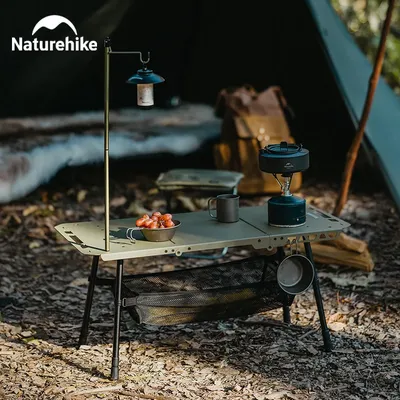 Naturehike 2025 New IGT Camping Table Hanging Lantern Pole Folding Table Height Adjustable High Load Outdoor Picnic Light Table