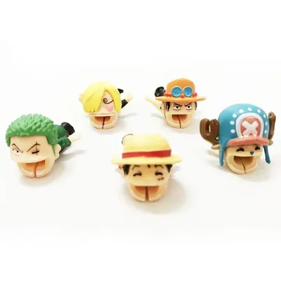 Hot One Piece Kawaii Luffy Zoro Cable Bite Protector for Iphone Usb Cable Organizer Winder Charger Children Toys Gifts