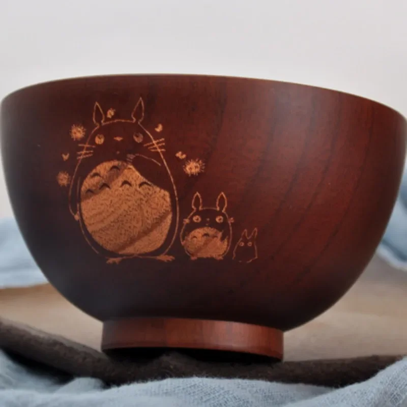 Japan Holz Schüssel Nette Cartoon Kinder Schüssel Ramen Schüssel Sauer Datum Holz Massivholz Geschirr Küche Geschirr Zubehör Image